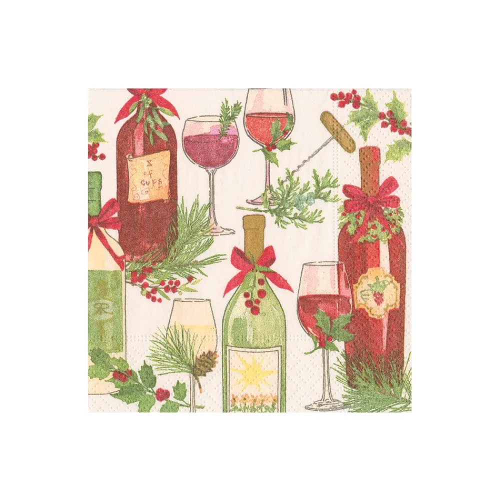 Caspari Christmas Napkins|Boxed Cocktail Napkins|A Christmas Toast Boxed Cocktail Napkins - 40 Per Box