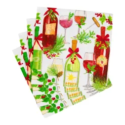 Caspari Christmas Napkins|Boxed Cocktail Napkins|A Christmas Toast Boxed Cocktail Napkins - 40 Per Box