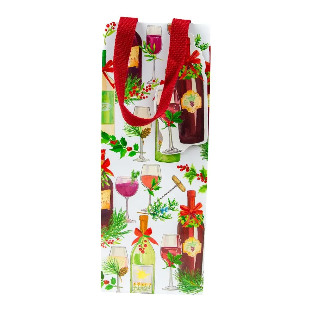 Caspari Gift & Bottle Bags|A Christmas Toast Wine & Bottle Gift Bags - 1 Each