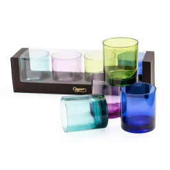 Caspari Hanukkah|Bar Tools & Acrylic Barware|Acrylic 14oz On the Rocks Highball Glass Gift Set in Jewel Tones - Set of 4