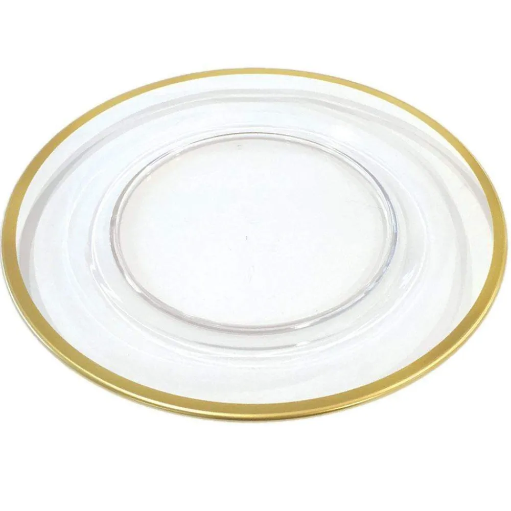 Caspari Graduation Celebration|Engagement Party|Acrylic Plate Charger in Clear with Gold Rim - 1 Each