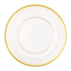 Caspari Engagement Party|Bridal Shower|Acrylic Plate Charger in Clear with Gold Rim - 4 Each