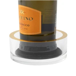 Caspari Tailgates|Cocktail Party|Acrylic Wine Bottle Coaster in Clear with Gold Rim - 1 Each