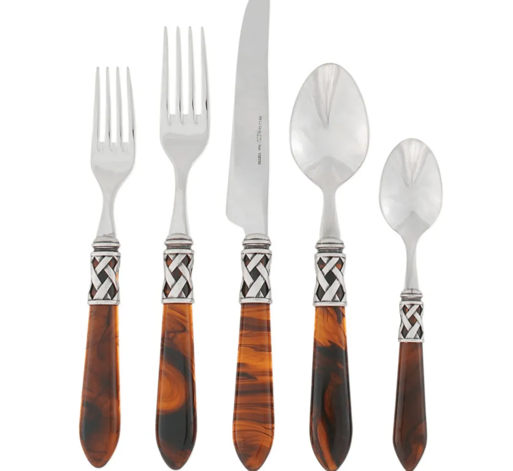 Vietri Baby Shower|Flatware|Aladdin Antique Tortoiseshell Five-Piece Place setting