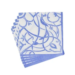 Caspari Engagement Party|Bridal Shower|Algarve Ceramic Blue Paper Linen Dinner Napkins - 12 Per Package