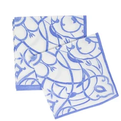 Caspari Engagement Party|Bridal Shower|Algarve Ceramic Blue Paper Linen Dinner Napkins - 12 Per Package