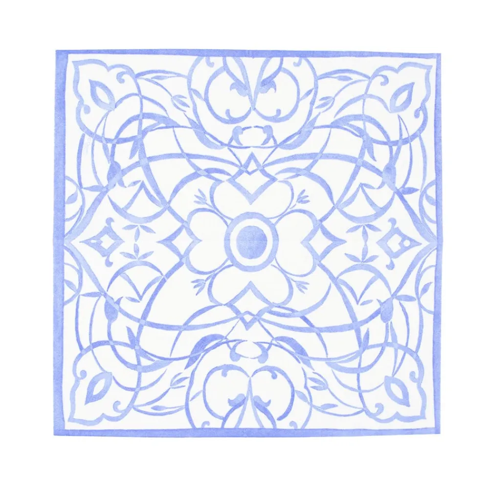 Caspari Engagement Party|Bridal Shower|Algarve Ceramic Blue Paper Linen Cocktail Napkins - 15 Per Package