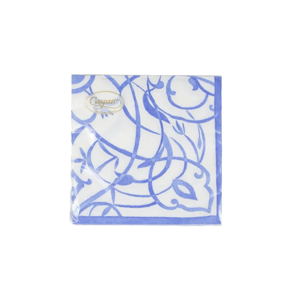 Caspari Engagement Party|Bridal Shower|Algarve Ceramic Blue Paper Linen Cocktail Napkins - 15 Per Package