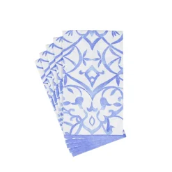 Caspari Engagement Party|Bridal Shower|Algarve Ceramic Blue Paper Linen Guest Towel Napkins - 12 Per Package