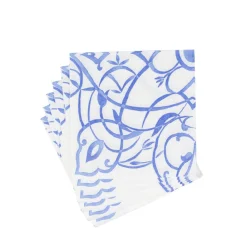 Caspari Engagement Party|Bridal Shower|Algarve Ceramic Blue Paper Linen Luncheon Napkins - 15 Per Package