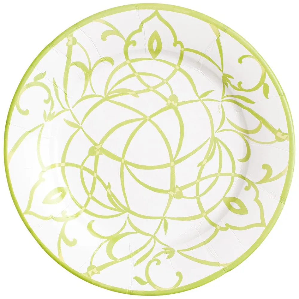 Caspari Bridal Shower|Engagement Party|Algarve Dinner Plates in Moss - 8 Per Package