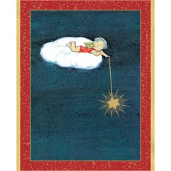 Caspari Christmas And Holiday Cards|Boxed Holiday Cards|Angel Lying on a Cloud with Star Large Boxed Christmas Cards - includes 15 cards & envelopes