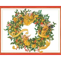 Caspari Christmas And Holiday Cards|Boxed Holiday Cards|Angel Wreath Large Boxed Christmas Cards - includes 15 cards & envelopes
