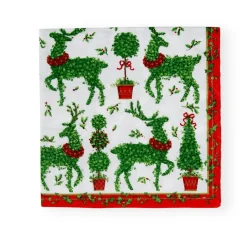 Caspari Christmas Napkins|Paper Luncheon Napkins|Animal Topiaries Paper Luncheon Napkins - 20 Per Package
