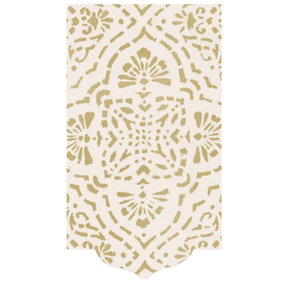 Caspari Christmas Napkins|Engagement Party|Annika Die-Cut Paper Linen Guest Towel Napkins in Ivory & Gold - 12 Per Package
