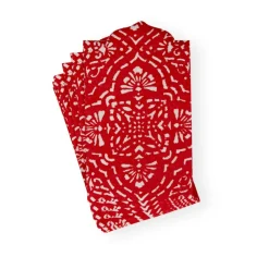 Caspari Christmas Napkins|Valentine'S Day|Annika Die-Cut Paper Linen Guest Towel Napkins in Red - 12 Per Package