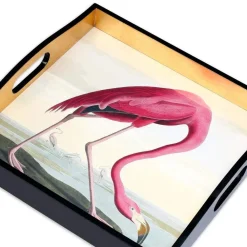 Caspari Lacquerware|Mother'S Day|Audubon Birds Flamingo Lacquer Square Tray - 1 Each