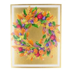 Caspari Christmas And Holiday Cards|Boxed Holiday Cards|Autumn Wreath Petite Boxed Christmas Cards - includes 15 cards & envelopes