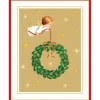 Caspari Christmas And Holiday Cards|Boxed Holiday Cards|Baby Angel With Wreath Petite Boxed Christmas Cards - includes 15 cards & envelopes