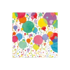 Caspari Birthday|Paper Cocktail Napkins|Balloons and Confetti Paper Cocktail Napkins in White - 20 Per Package