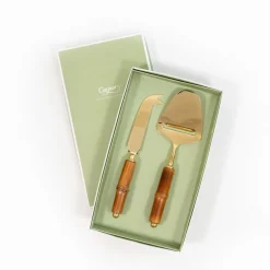 Caspari Serving Utensils|Serving Platters & Bowls|Bamboo Cheese Knife & Slicer - Set of 2