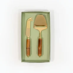 Caspari Serving Utensils|Serving Platters & Bowls|Bamboo Cheese Knife & Slicer - Set of 2