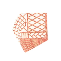 Caspari Paper Cocktail Napkins|Bamboo Screen Coral Paper Linen Cocktail Napkins - 15 Per Package