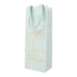 Caspari Gift & Bottle Bags|Bamboo Screen in Robin's Egg Wine & Bottle Gift Bags - One Gift Bag Included
