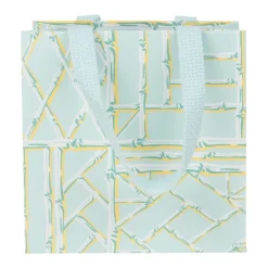Caspari Gift & Bottle Bags|Bamboo Screen in Robin's Egg Small Square Gift Bags - One Gift Bag Included