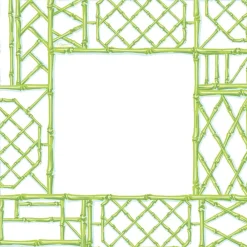 Caspari Paper Dinner Plates|Citrus Songbird|Bamboo Screen Moss Green Square Paper Dinner Plates - 8 Per Package