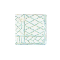 Caspari Paper Cocktail Napkins|Goldie|Bamboo Screen Robin's Egg Paper Linen Cocktail Napkins - 15 Per Package