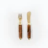 Caspari Serving Utensils|Bamboo Spreader & Hors d'oeuvre Fork - Set of 2