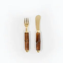 Caspari Serving Utensils|Bamboo Spreader & Hors d'oeuvre Fork - Set of 2