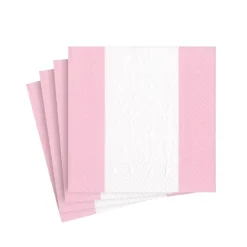 Caspari Birthday|Baby Shower|Bandol Stripe Paper Cocktail Napkins in Petal Pink - 20 Per Package