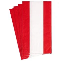 Caspari Fourth Of July|Memorial Day|Bandol Stripe Paper Guest Towel Napkins in Red - 15 Per Package
