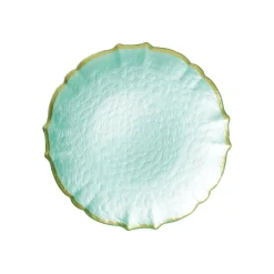Vietri Cocktail Party|Ceramic Plates & Dinnerware|Baroque Glass Salad Plate in Aqua