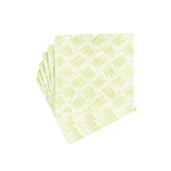 Caspari Paper Cocktail Napkins|Citrus Songbird|Basketry Moss Green Paper Linen Cocktail Napkins - 15 Per Package