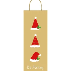 Caspari Christmas Gift & Bottle Bags|Be Merry Gold Gift Bags - includes 1 Gift Bags