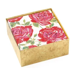 Caspari Boxed Cocktail Napkins|Bella Rosa Boxed Paper Cocktail Napkins in Red - 40 Per Box
