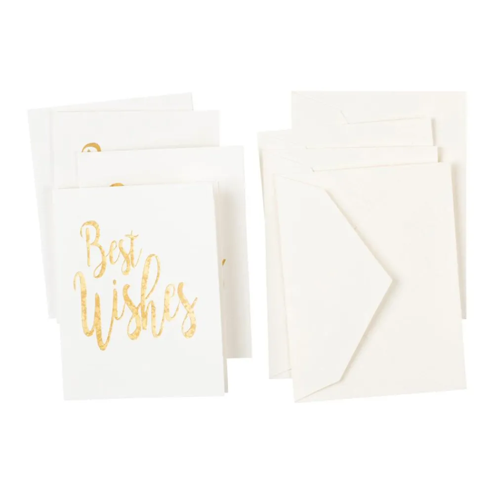 Caspari Christmas Gift Tags & Labels|Graduation Celebration|Best Wishes Script Gift Enclosure Cards in Gold Foil - 4 Mini Cards & 4 Envelopes