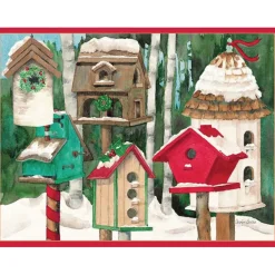 Caspari Christmas And Holiday Cards|Boxed Holiday Cards|Birdhouses Classic Boxed Christmas Cards - includes 15 cards & envelopes
