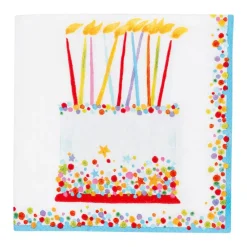 Caspari Birthday|Paper Cocktail Napkins|Birthday Cake Cocktail Napkins - 20 Per Package
