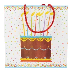 Caspari Birthday|Gift & Bottle Bags|Birthday Cake Medium Square Gift Bags - One Gift Bag Included
