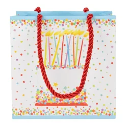 Caspari Birthday|Gift & Bottle Bags|Birthday Cake Small Square Gift Bags - One Gift Bag Included
