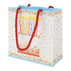 Caspari Birthday|Gift & Bottle Bags|Birthday Cake Small Square Gift Bags - One Gift Bag Included