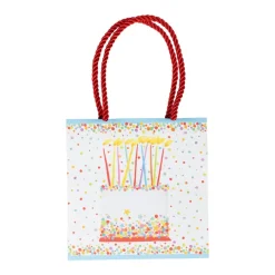 Caspari Birthday|Gift & Bottle Bags|Birthday Cake Small Square Gift Bags - One Gift Bag Included