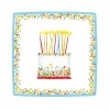 Caspari Birthday|Paper Salad And Dessert Plates|Birthday Cake Square Paper Salad & Dessert Plates - 8 Per Package