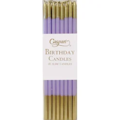Caspari Birthday|Birthday Slims Birthday Candles in Lavender & Gold - 16 Candles Per Box