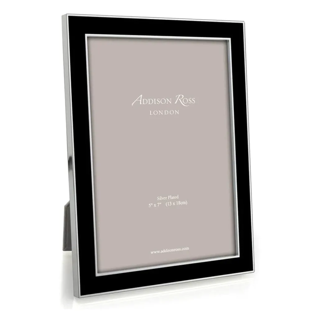 Addison Ross Pictures, Frames & Clocks|Black Enamel 5" x 7" Picture Frame with Silver Trim - 1 Each