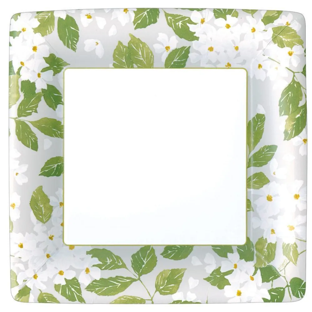 Caspari Engagement Party|Paper Dinner Plates|Blanc De Blancs Paper Dinner Plates in Grey - 8 Per Package